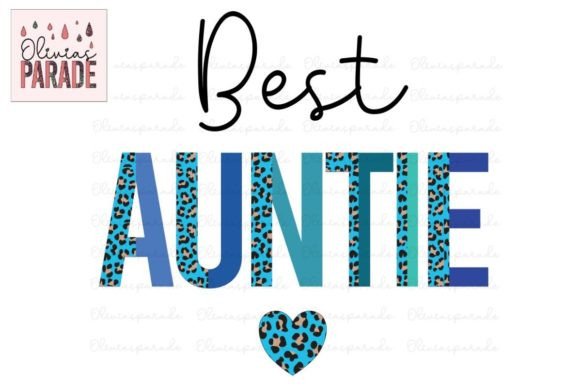 Best Auntie Blue Leopard Print Boy Png